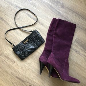 Beautiful purple suede knee-high boots